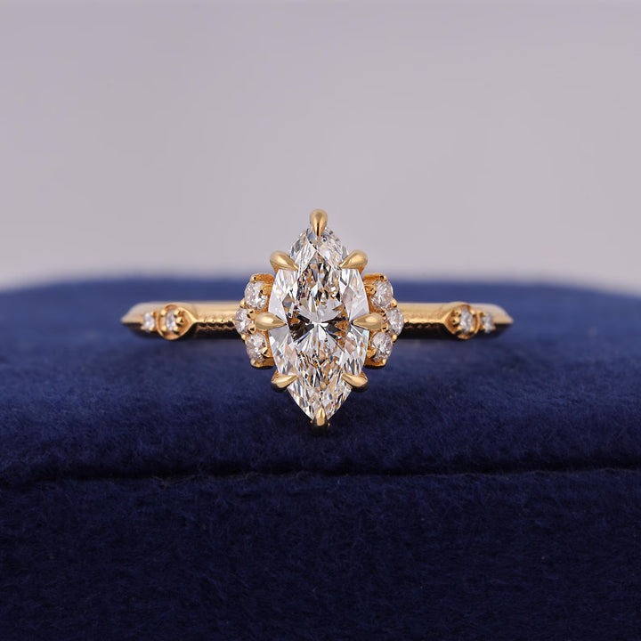 Marquise Moissanite Ring
Vintage Cluster Ring
2 Carat Marquise Cut
1.5 Carat Moissanite
