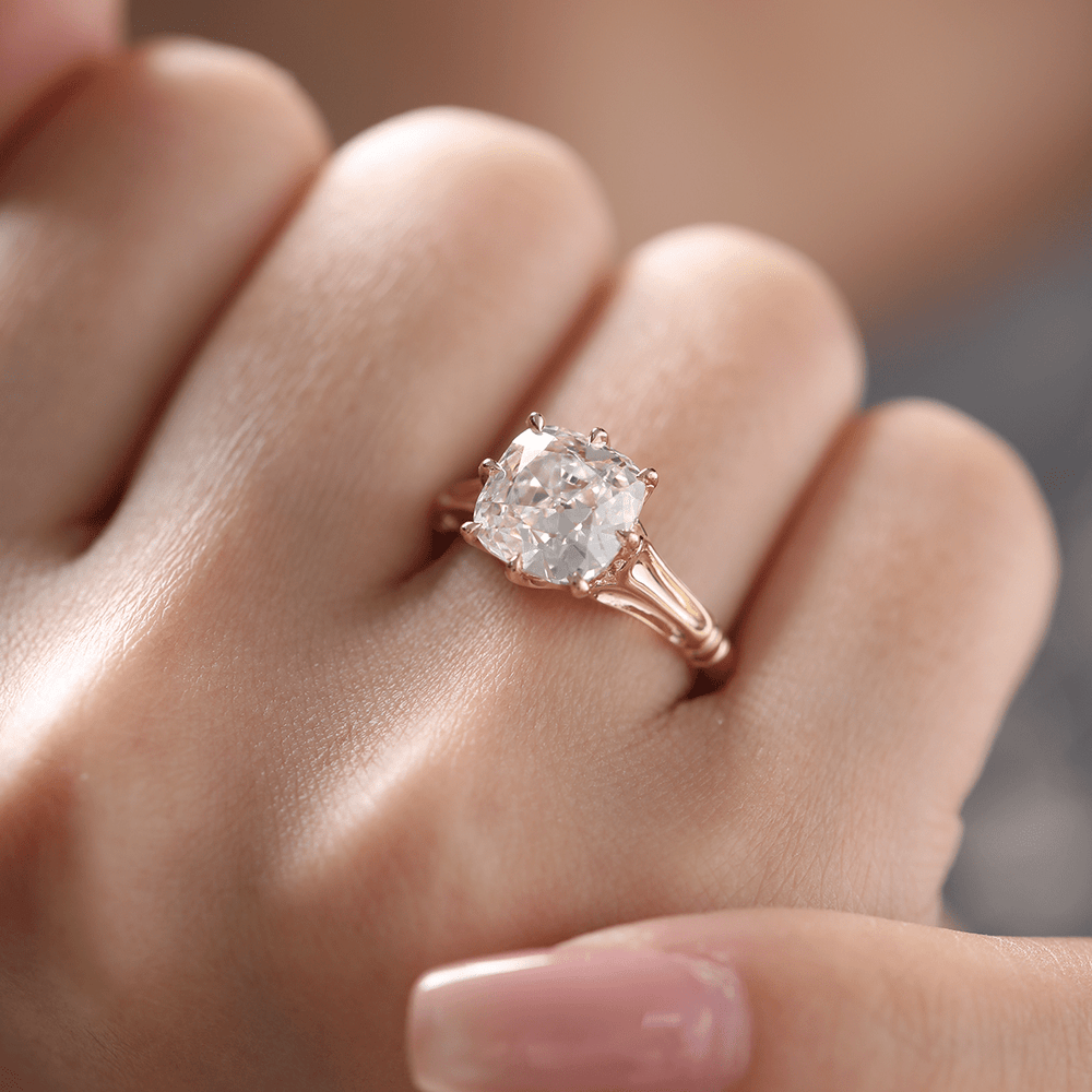 Crown Setting Diamond Ring
2.5ct Cushion Diamond
3.5ct Old Mine Cut
Heirloom Style Ring
Old World Cushion Cut
Hand Cut Diamond Ring
