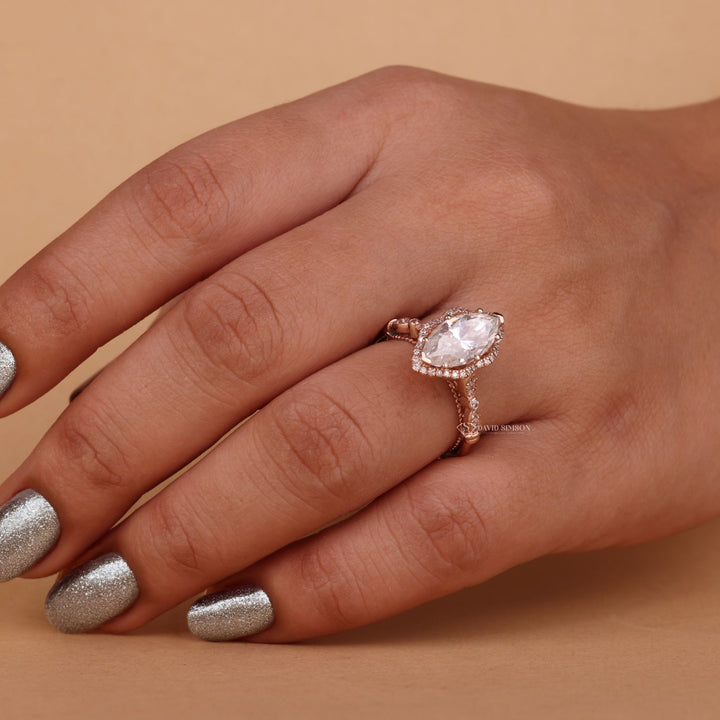 1.0CT Marquise Engagement
2.0CT Moissanite Halo
Marquise Cut Halo Ring
Antique Moissanite Ring
