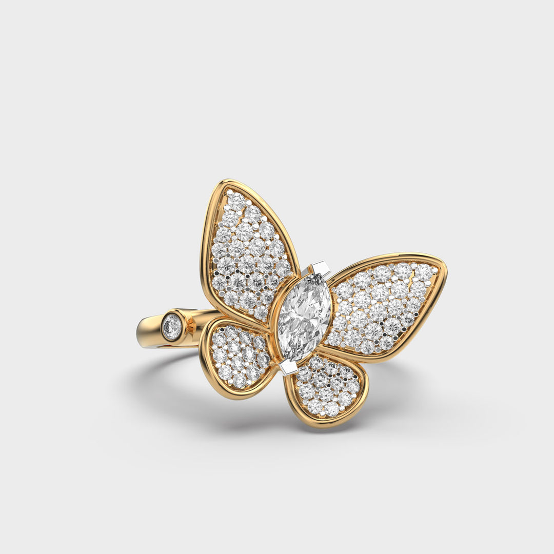 Butterfly Moissanite Diamond Ring for Women in Gold