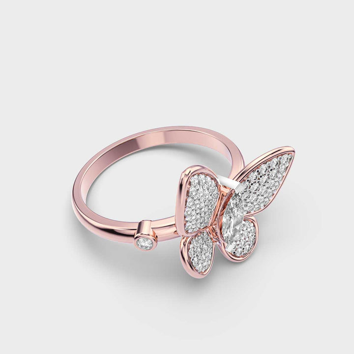 Butterfly Moissanite Diamond Ring for Women in Gold