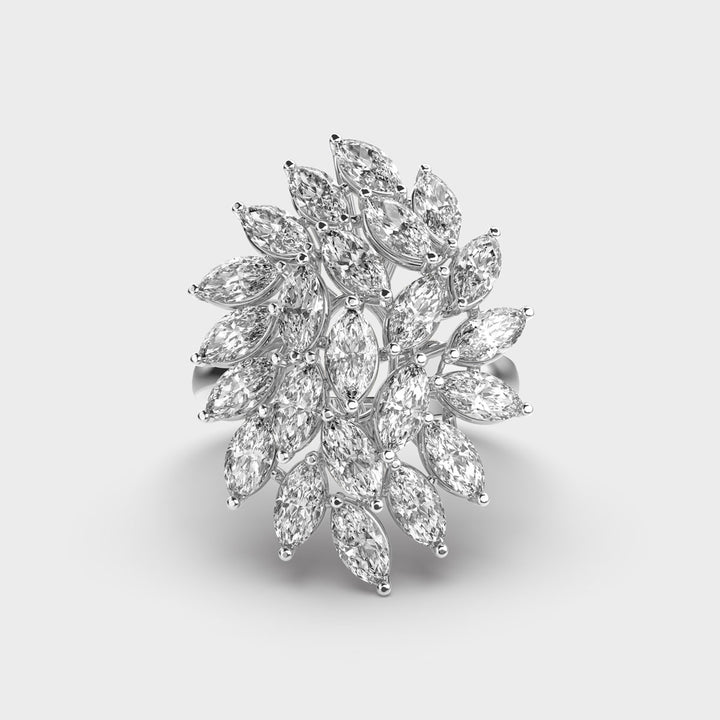 Marquise Cut Cluster Moissanite Diamond Ring for Women