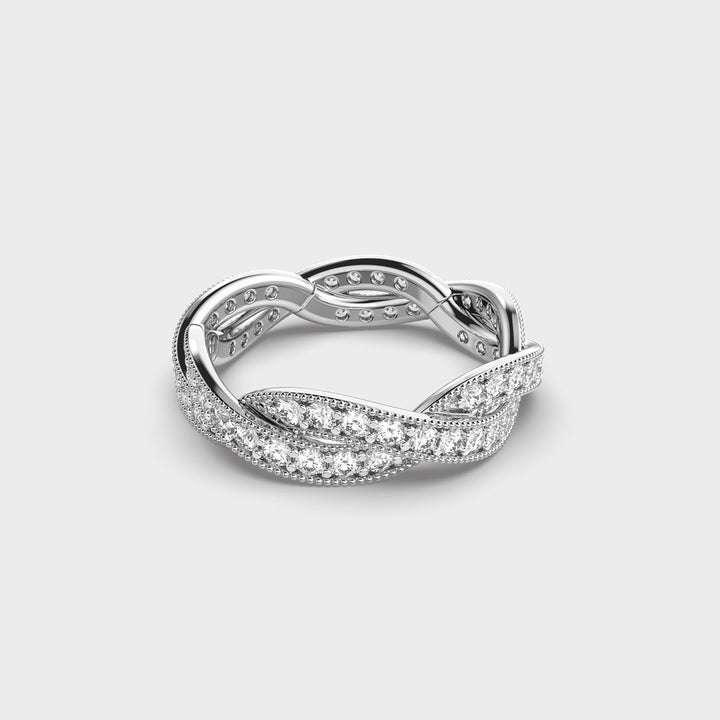 Infinity Milgrain Moissanite Diamond Ring in White Gold