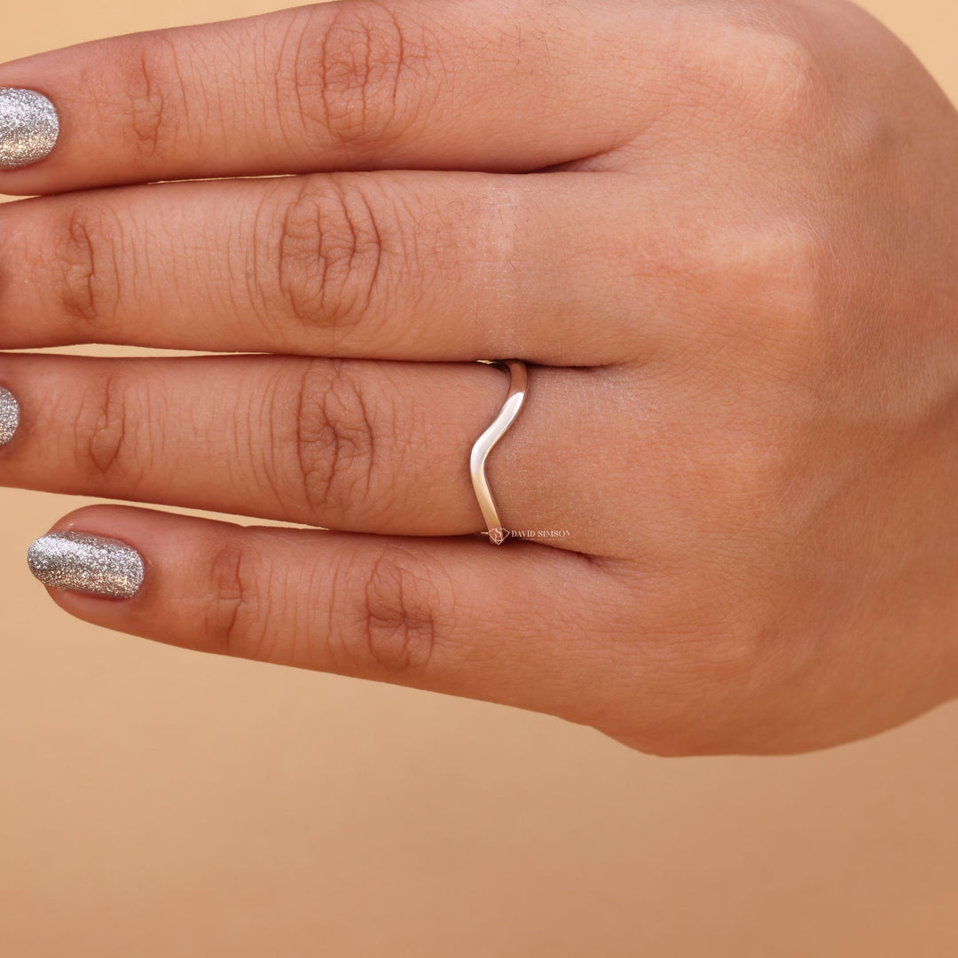 Notched Wedding Band, 14K White Gold, Minimalist Jewelry, Everyday Wear Ring, Timeless Design, Fine Jewelry,