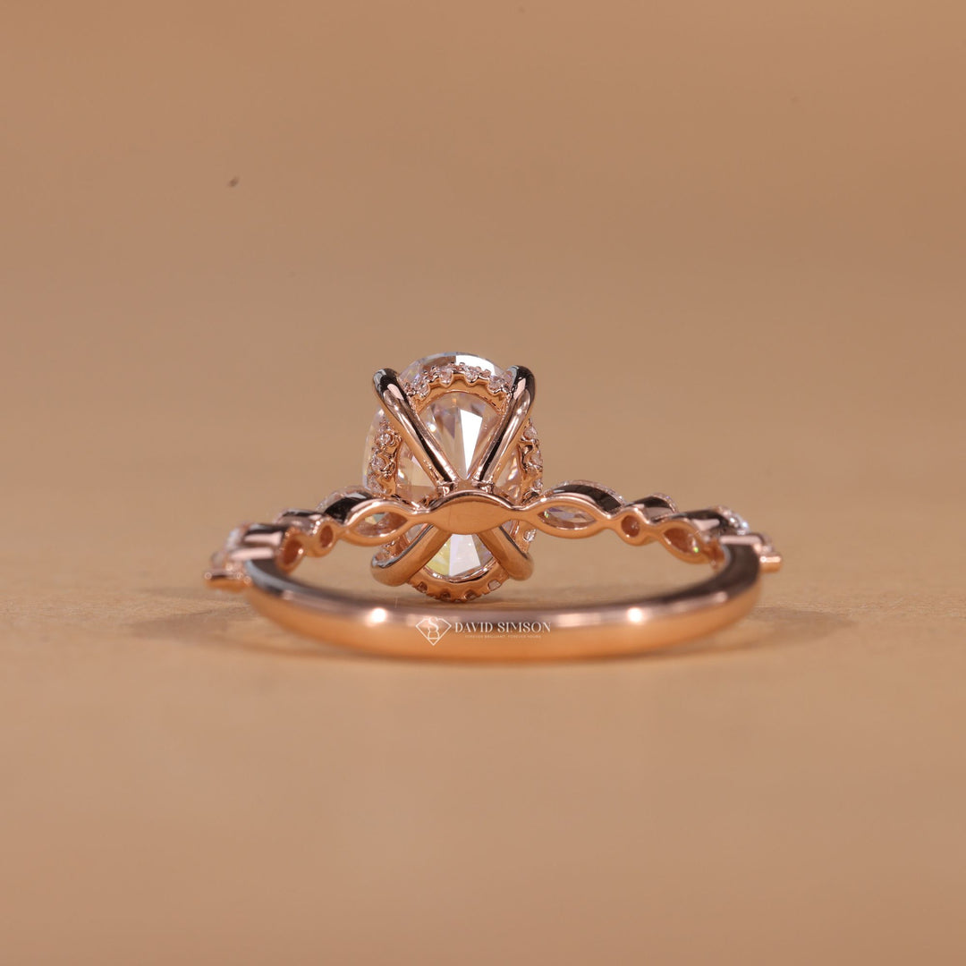 High Brilliance Ring, Wedding Set, Large Carat Moissanite, Thin Pave Band, Classic Engagement Ring, Unique Wedding Ring