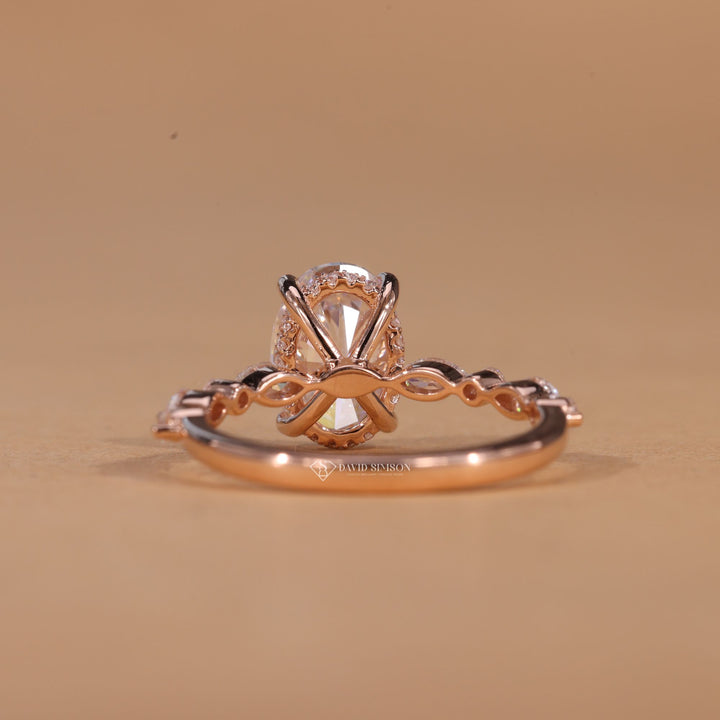 High Brilliance Ring, Wedding Set, Large Carat Moissanite, Thin Pave Band, Classic Engagement Ring, Unique Wedding Ring