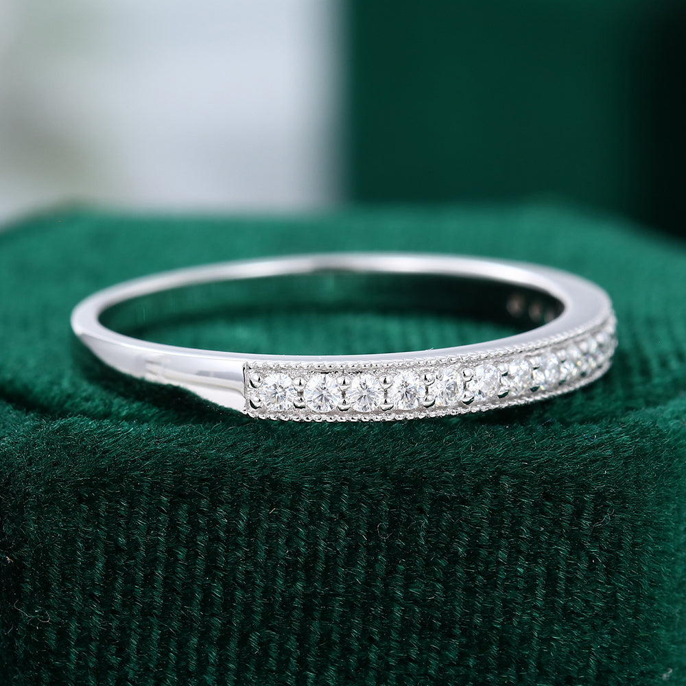 round-moissanite-milgrain-half-eternity-wedding-band