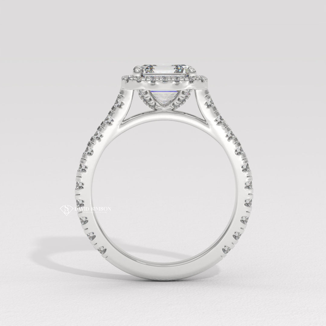 Eco-friendly lab-grown diamond ring, Designer lab-grown diamond ring purchase, White gold lab-grown diamond engagement ring, 