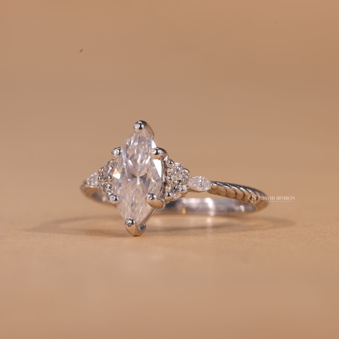 Sustainable Luxury, Handcrafted Ring, Marquise Solitaire, Statement Ring, Yellow Gold Moissanite, Rose Gold Ring, Gift for Fiancée, Promise Ring, Crushed Ice Marquise, Vintage Inspired Ring, Elegant Bridal, Minimalist