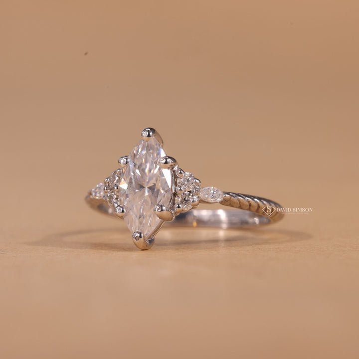 Sustainable Luxury, Handcrafted Ring, Marquise Solitaire, Statement Ring, Yellow Gold Moissanite, Rose Gold Ring, Gift for Fiancée, Promise Ring, Crushed Ice Marquise, Vintage Inspired Ring, Elegant Bridal, Minimalist