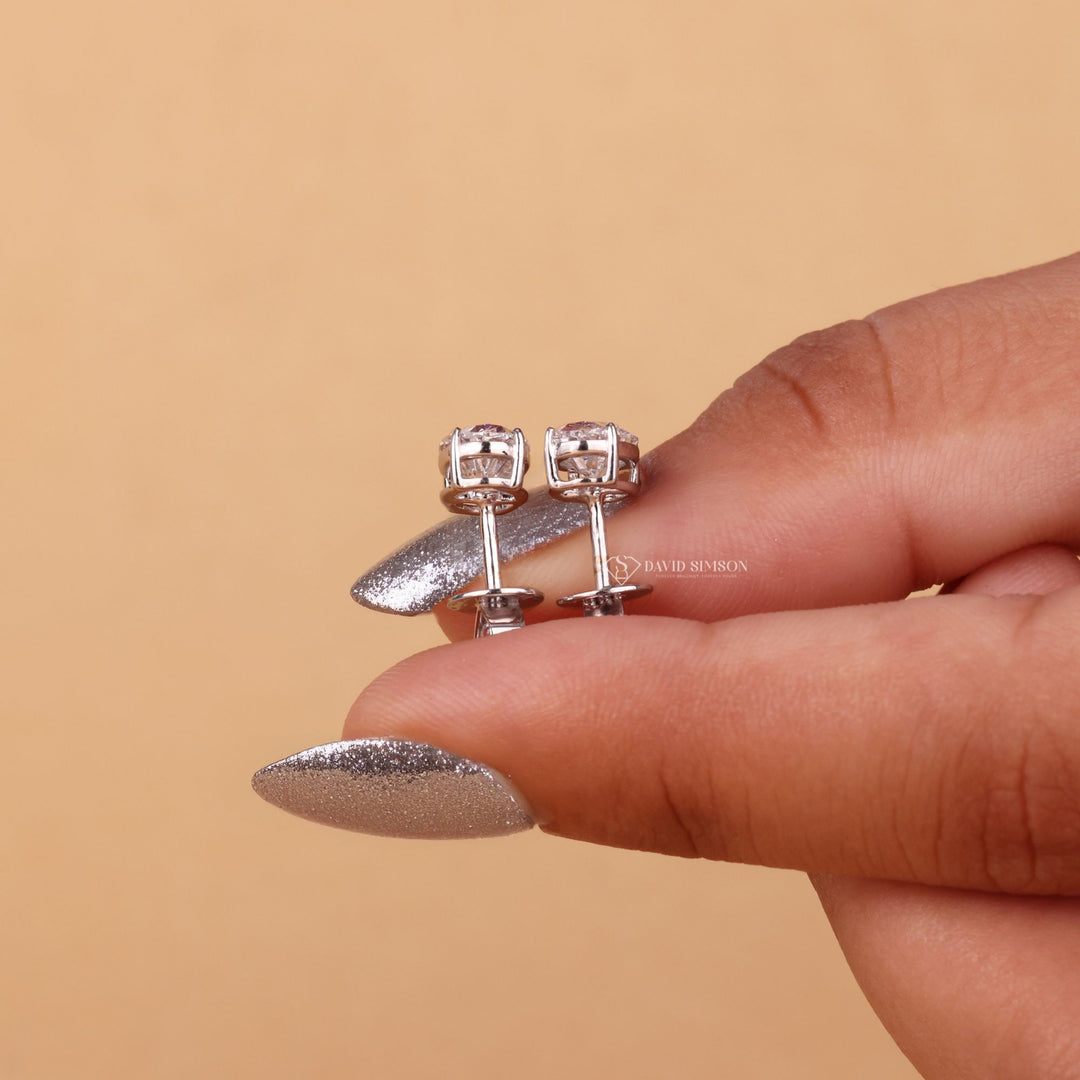 Yellow Gold Oval Studs, Rose Gold Moissanite Earrings, Conflict Free Moissanite, Sustainable Jewelry, Handmade Earrings, 