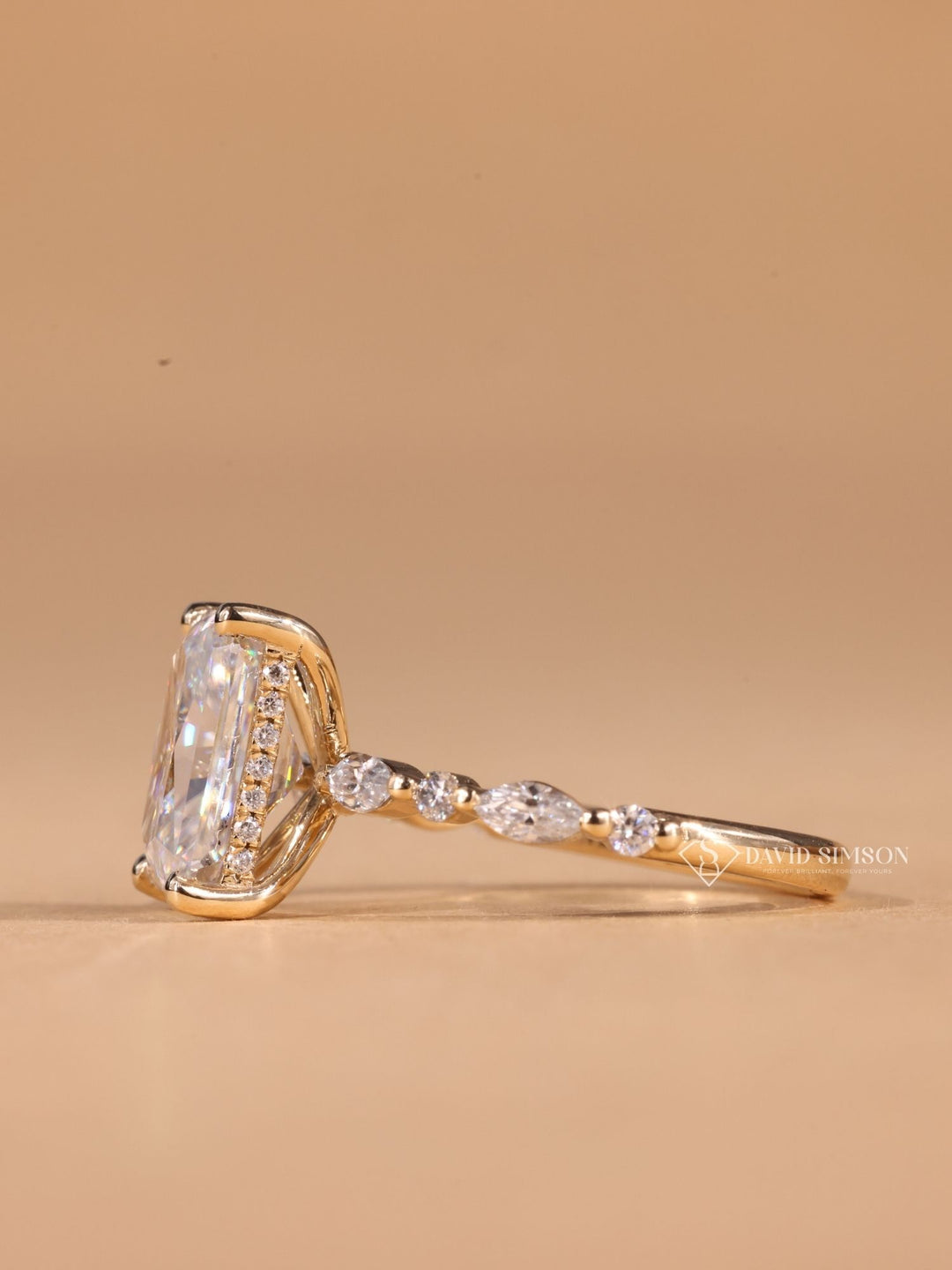 Yellow Gold Radiant, Rose Gold Engagement Ring, Conflict Free Moissanite, Sustainable Bridal Jewelry, Ethical Engagement Ring, Handmade Moissanite Ring, Dainty Radiant Ring,