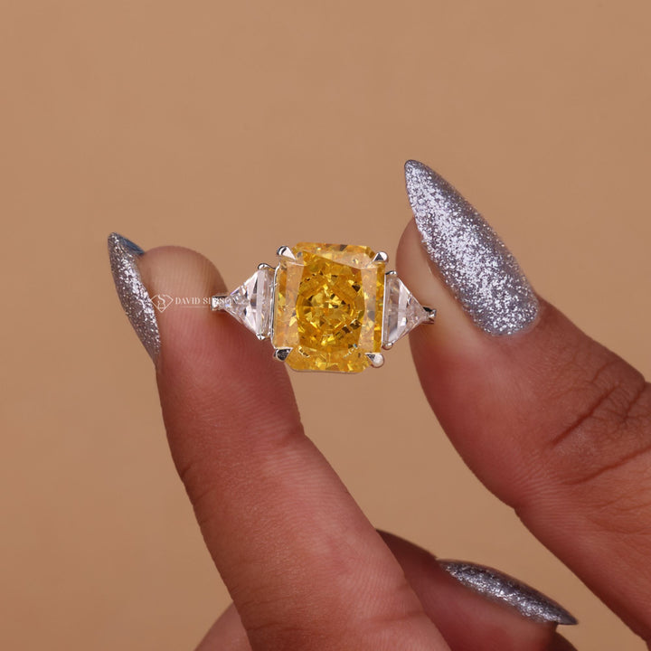 Yellow Moissanite Ring
Cushion Cut Moissanite
Three Stone Engagement Ring
