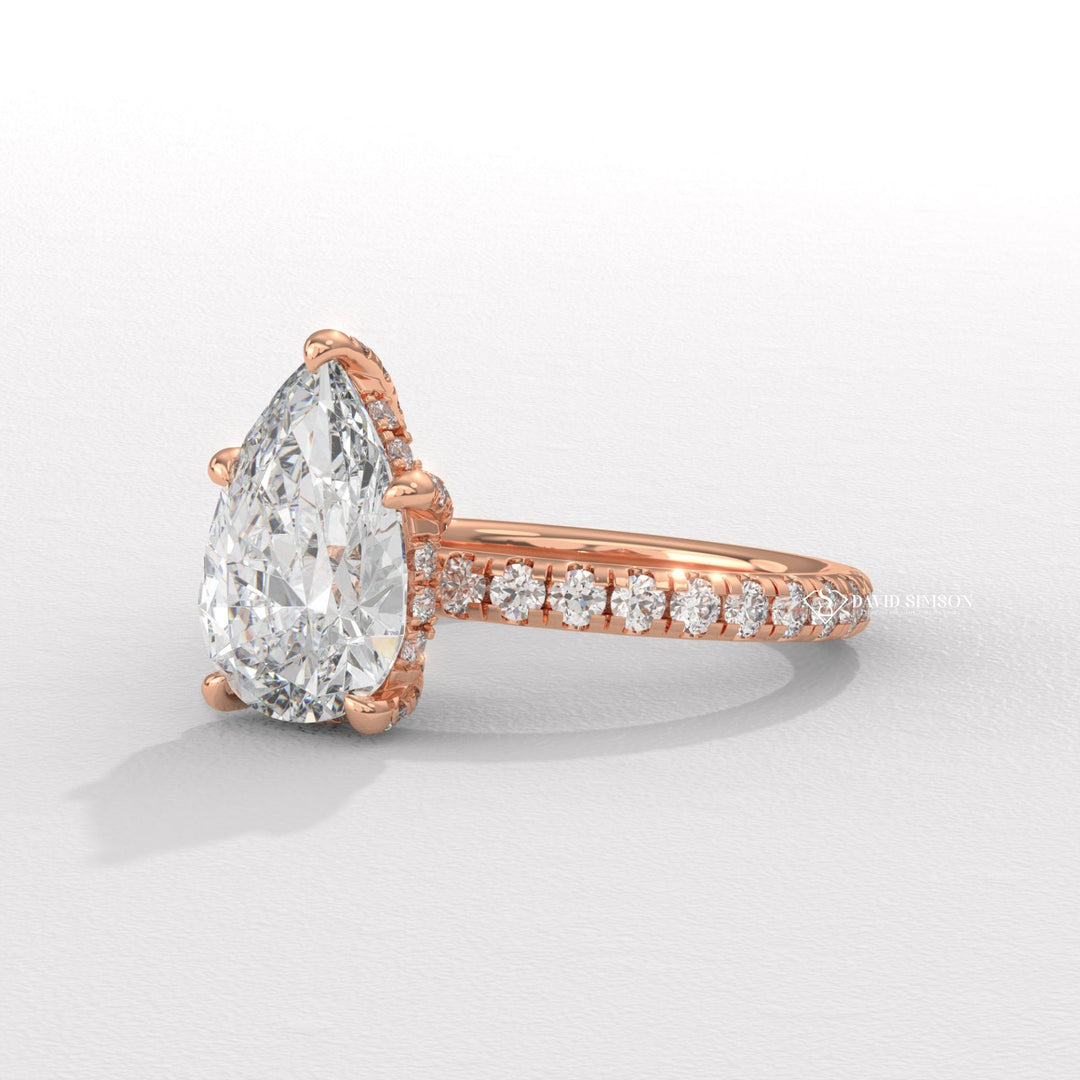 Pear engraved diamond ring, Engagement ring, Diamond engagement ring, Gold engagement ring, White gold engagement ring, Yellow gold engagement ring