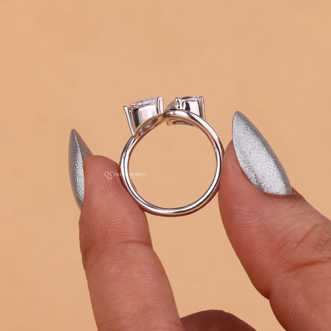 Conflict Free Ring, Sustainable Jewelry, Dainty Toi et Moi, You and Me Ring, Two Stone Bridal Ring,