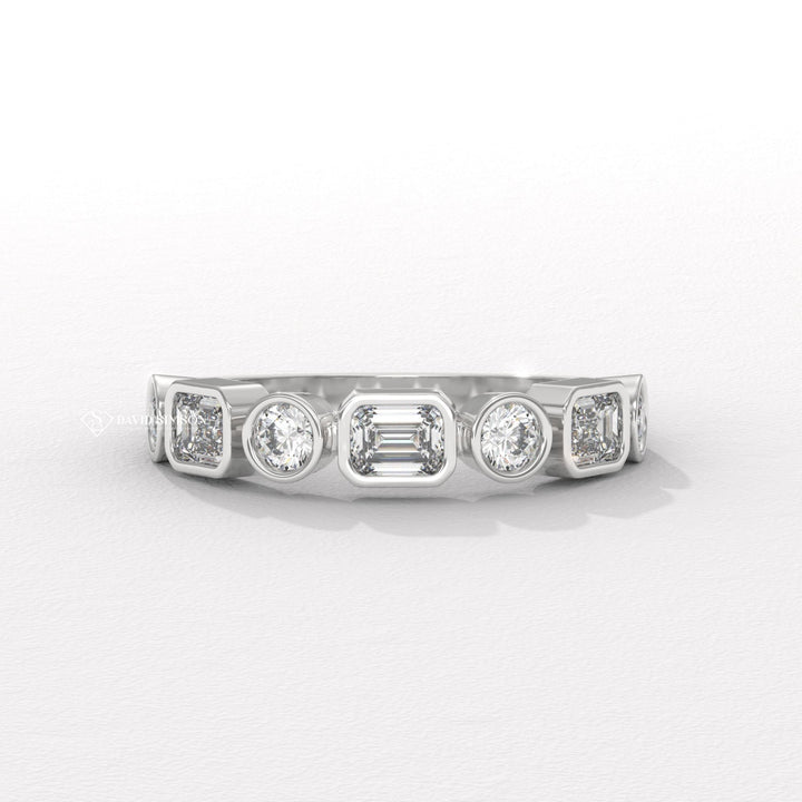 Emerald diamond band satin finish, Emerald diamond band matte finish, Emerald diamond band brushed finish, Emerald diamond band hammered finish, Emerald diamond band with engraving, 
