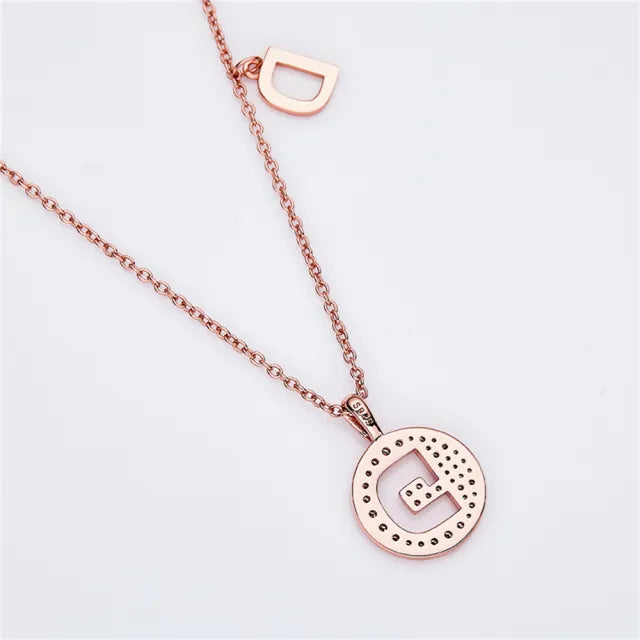" D " Letter Moissanite Diamond Necklace for Women