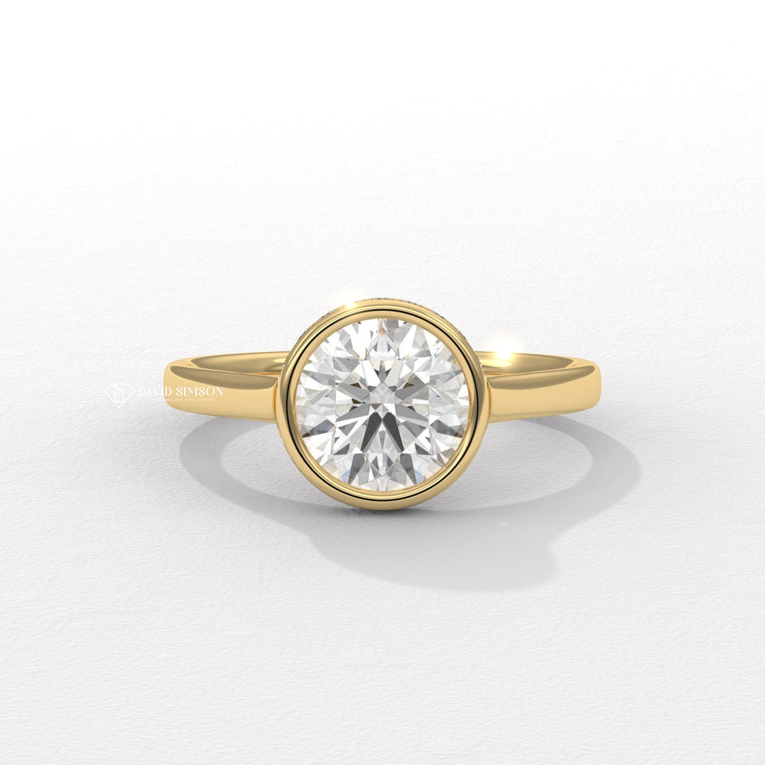 buy bezel setting diamond ring online, affordable bezel set engagement rings, custom bezel setting rings for sale,