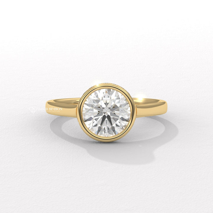 buy bezel setting diamond ring online, affordable bezel set engagement rings, custom bezel setting rings for sale,