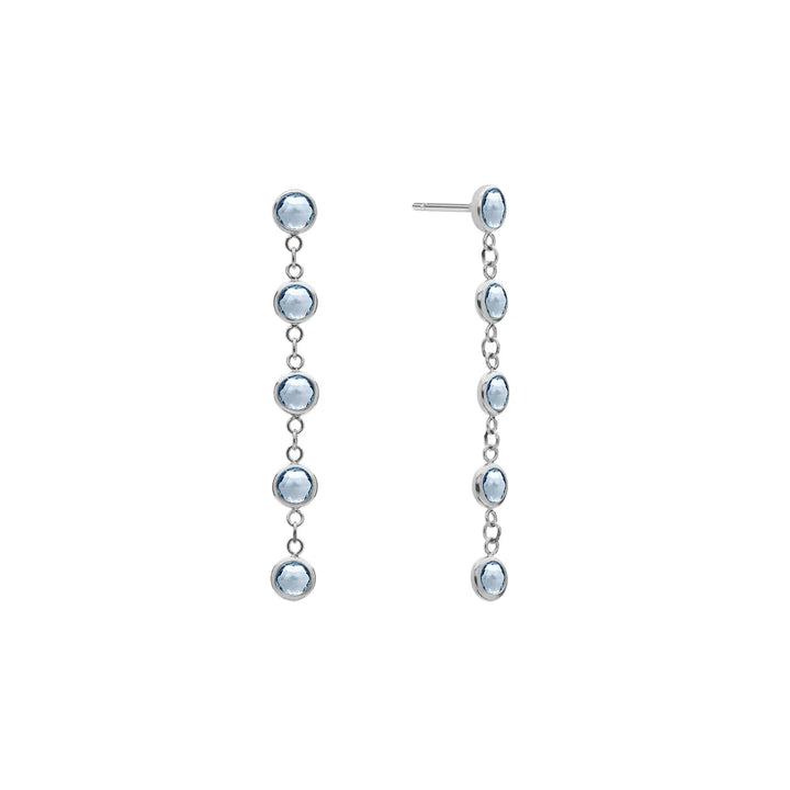 1.25CT Bezel Set Round Aquamarine Diamond March Birthstone Dangle