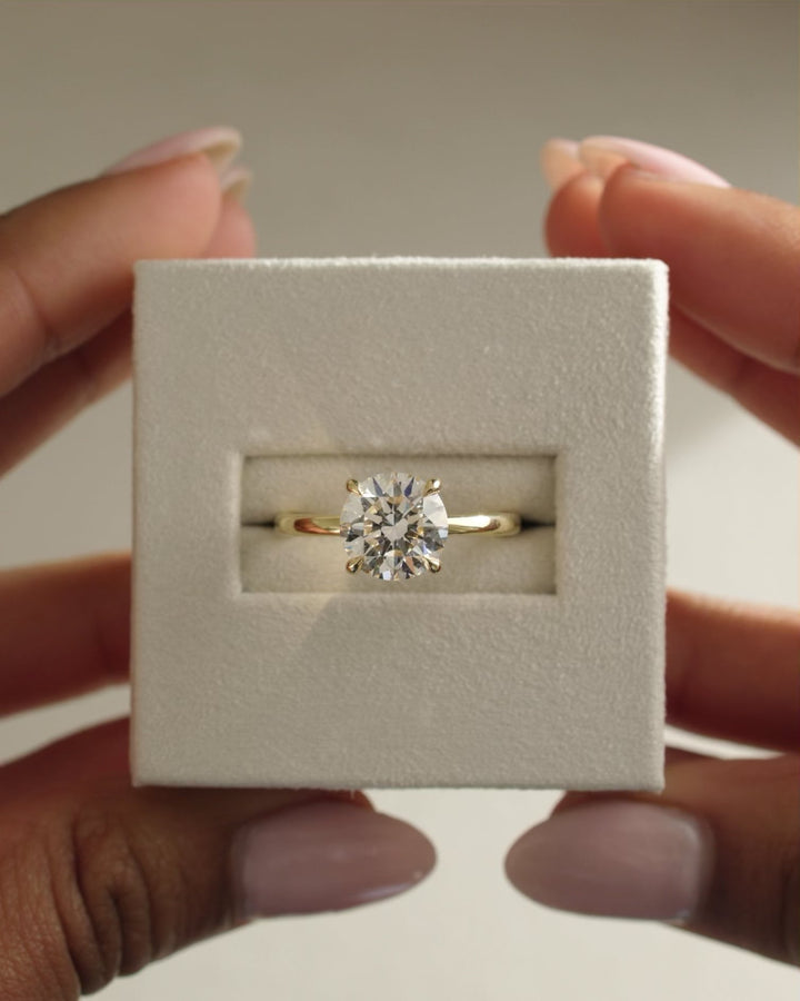 2.35 CT Round Cut Moissanite Hidden Halo Engagement Ring