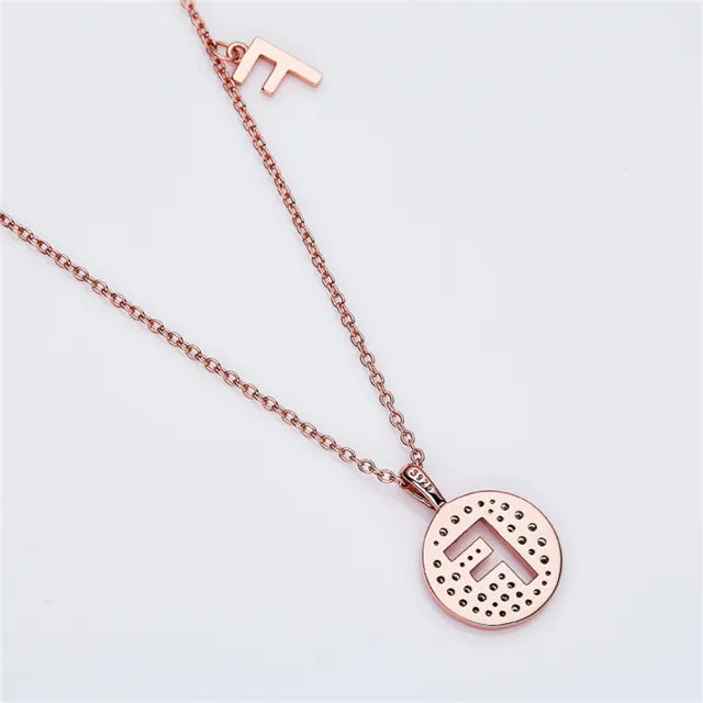 " F " Letter Moissanite Diamond Necklace for Women