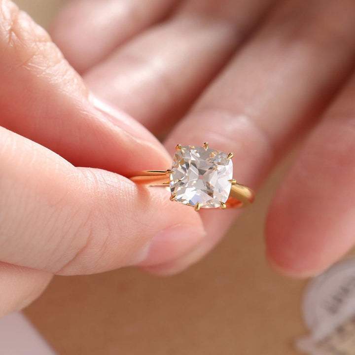 cushion cut bridal, 4 prong solitaire, elegant antique solitaire, chunky cushion diamond, statement engagement ring, 3 carat solitaire, bespoke vintage ring.