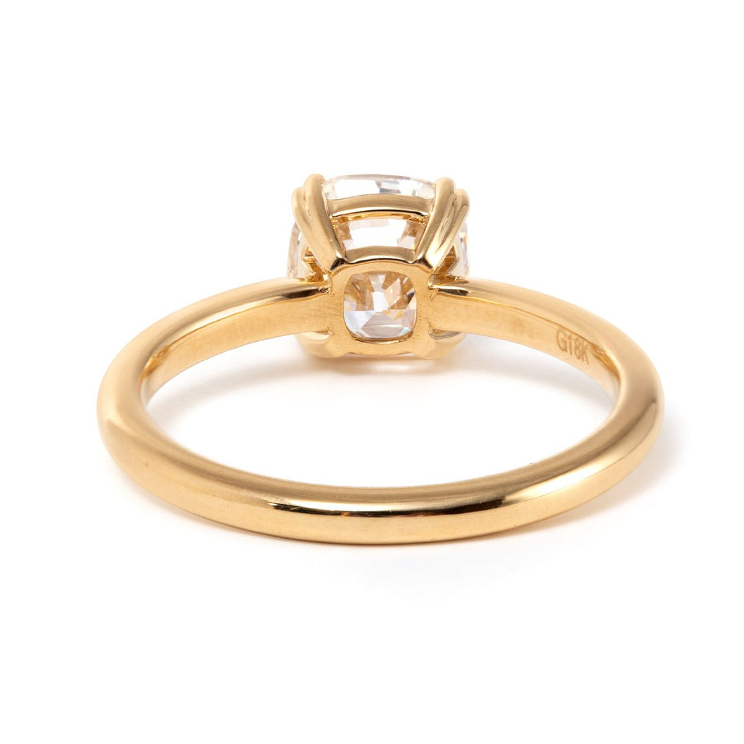 platinum double claw, champagne old mine cut, elongated cushion cut, antique cushion solitaire, sustainable diamond ring, artisanal diamond ring, romantic vintage jewelry, candlelight glow diamond, luxury solitaire ring, custom engagement ring, 2 carat cushion diamond, 
