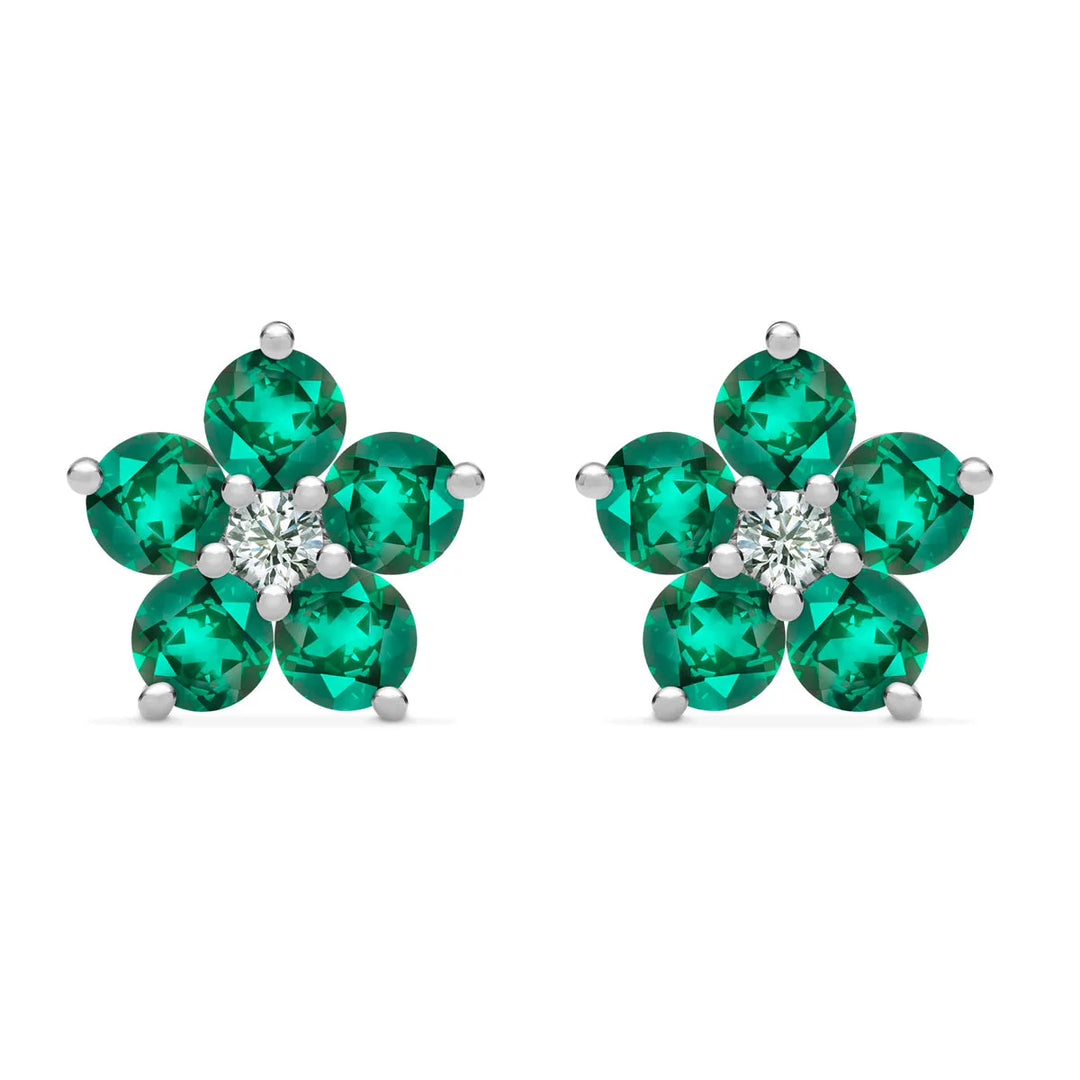 3.0CT Round Emerald Diamond May Birthstone Studs Earrings