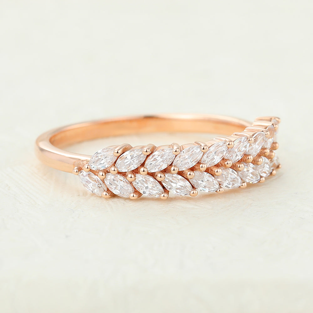 marquise-shaped-moissanite-half-eternity-wedding-band