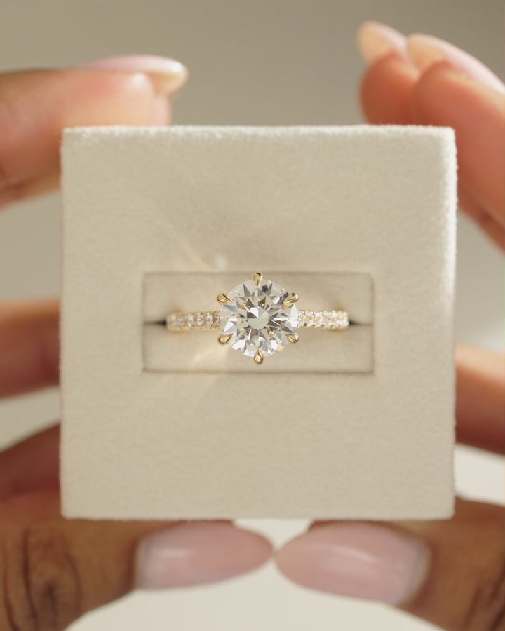 2.01 CT Round Cut Moissanite Pave Setting Engagement Ring