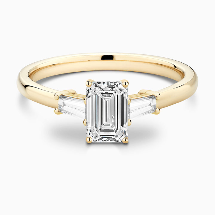 2.0CT Emerald Cut Moissanite Three Stone Diamond Engagement Ring