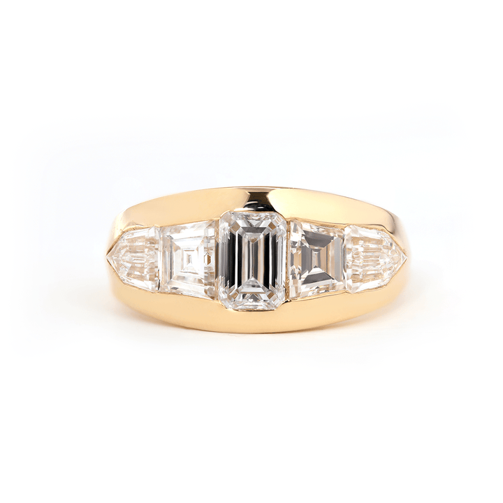 Usa diamond ring for women: 0.50CT-1.50CT Emerald-Cut Lab Diamond Five-Stone Bezel Ring