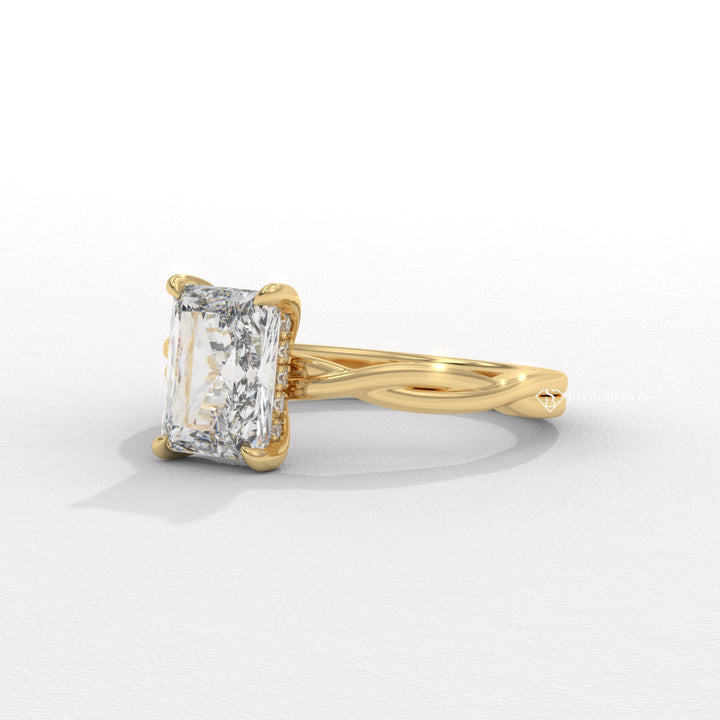 Radiant whimsical engagement ring, Radiant glamorous engagement ring, Radiant sophisticated engagement ring, Radiant trendy engagement ring, Radiant fashionable