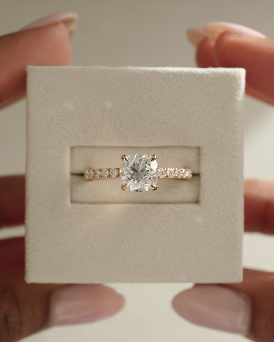 2.0 CT Cushion Cut Moissanite Hidden Halo &amp; Pave Engagement Ring