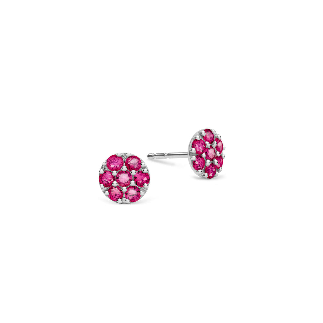 0.70CT Round Ruby Diamond July Birthstone Earrings Studs