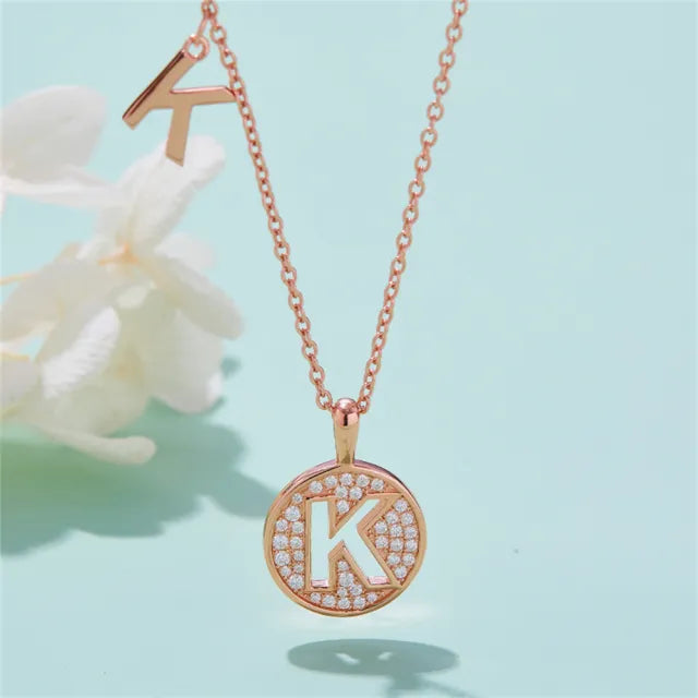 " K " Letter Moissanite Diamond Necklace for Women