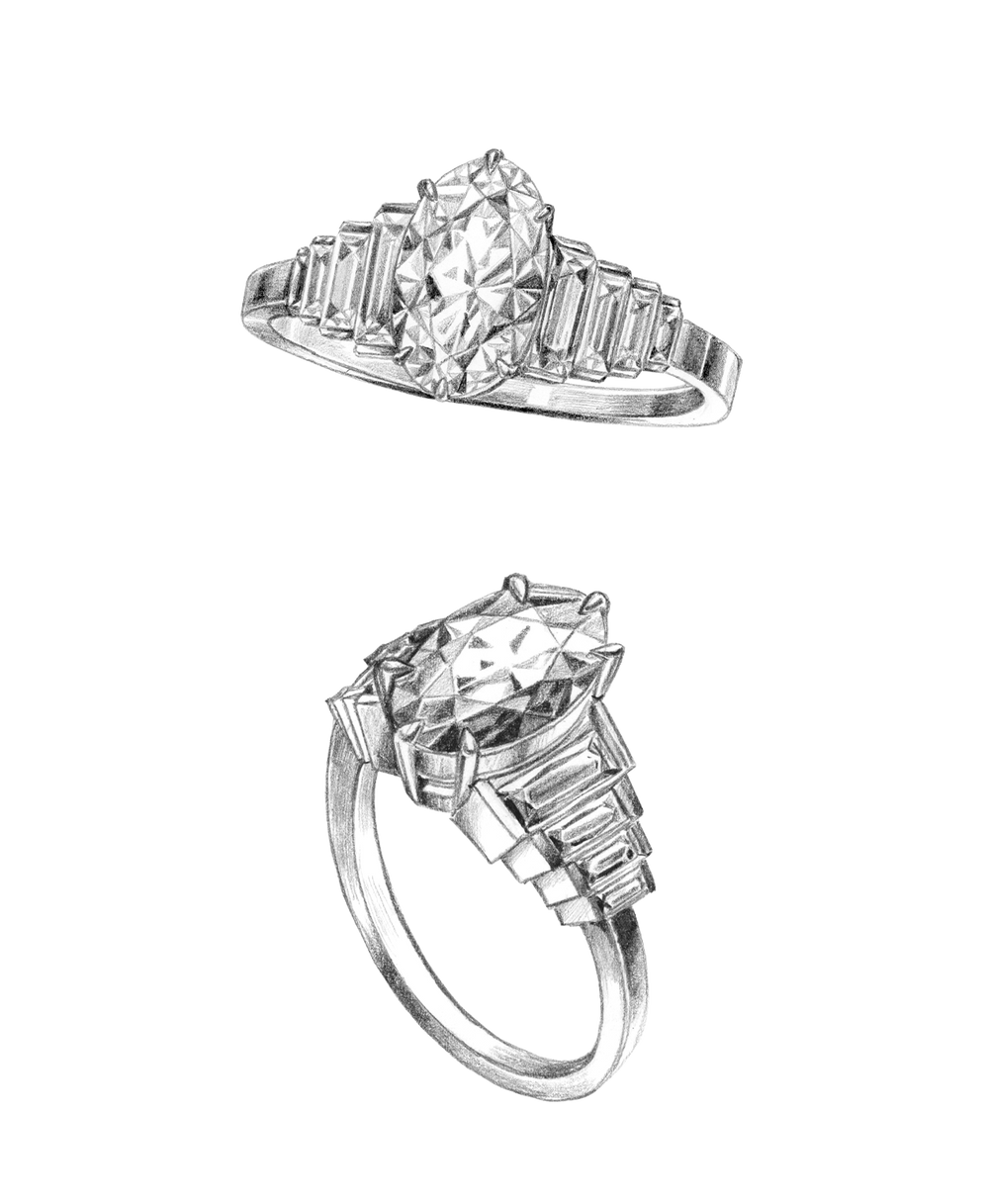 1.50ct-2.50ct Oval Cut Moissanite Diamond Cluster Engagement Ring