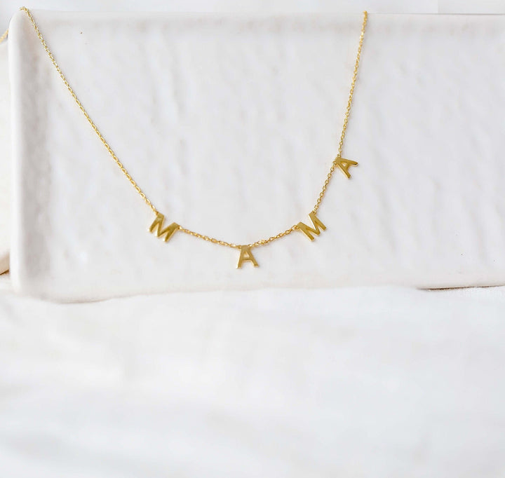 'Mama' Name Letter Gold Necklace for Women
