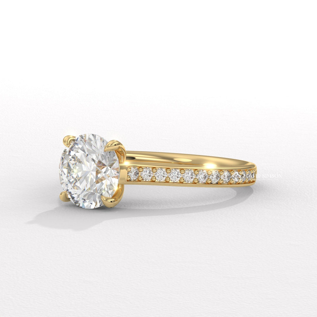 engagement ring, Round exclusive engagement ring, Round engraved engagement ring, Round halo diamond engagement ring, Round solitaire diamond engagement ring