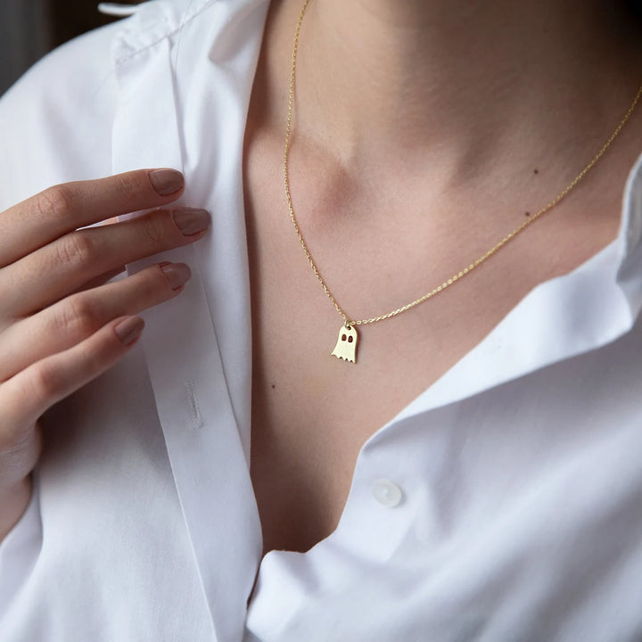 Ghost Pendant Halloween Necklace Gift for Woman