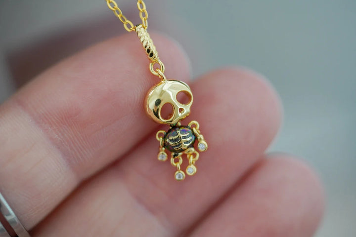 Skeleton Pendant Necklace Gothic Halloween Jewelry Gift