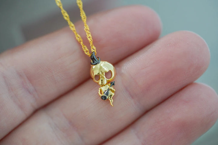 Skeleton Pendant Necklace Gothic Halloween Jewelry Gift