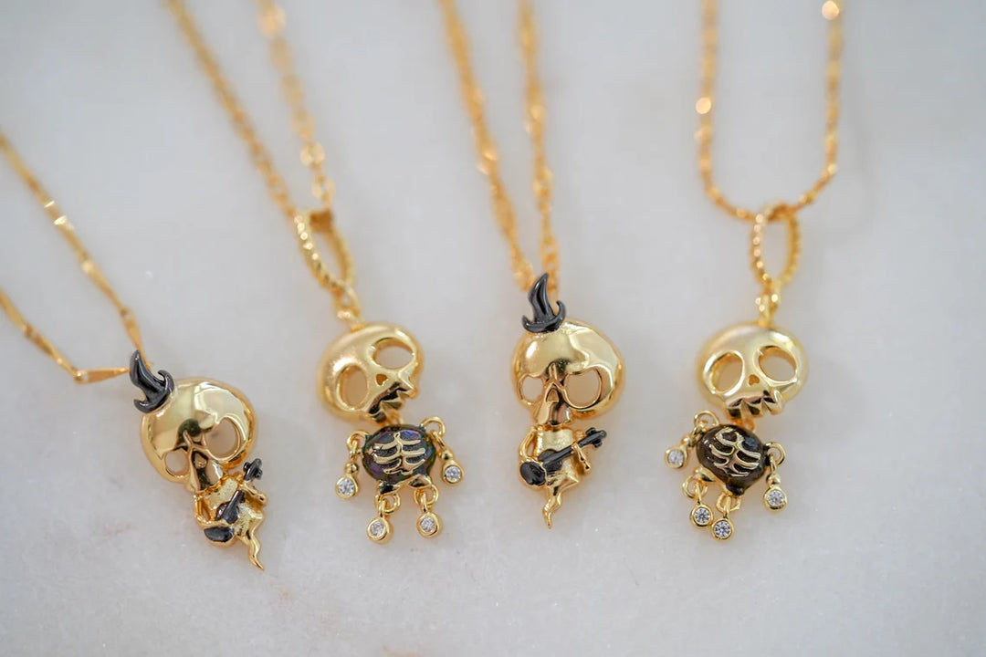 Skeleton Pendant Necklace Gothic Halloween Jewelry Gift