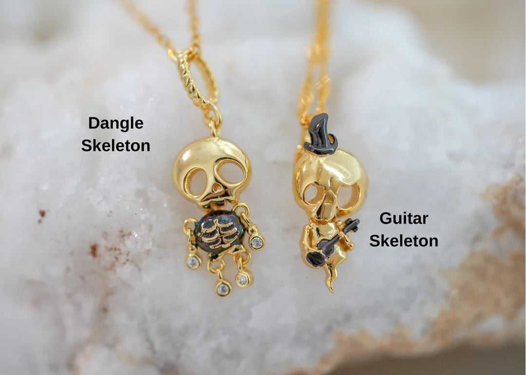 Skeleton Pendant Necklace Gothic Halloween Jewelry Gift