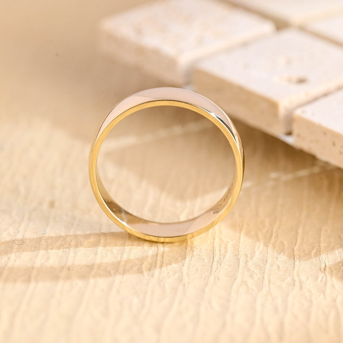 14K Solid Yellow Gold Plain Thick Wedding Band for Her – DAVID SIMSON