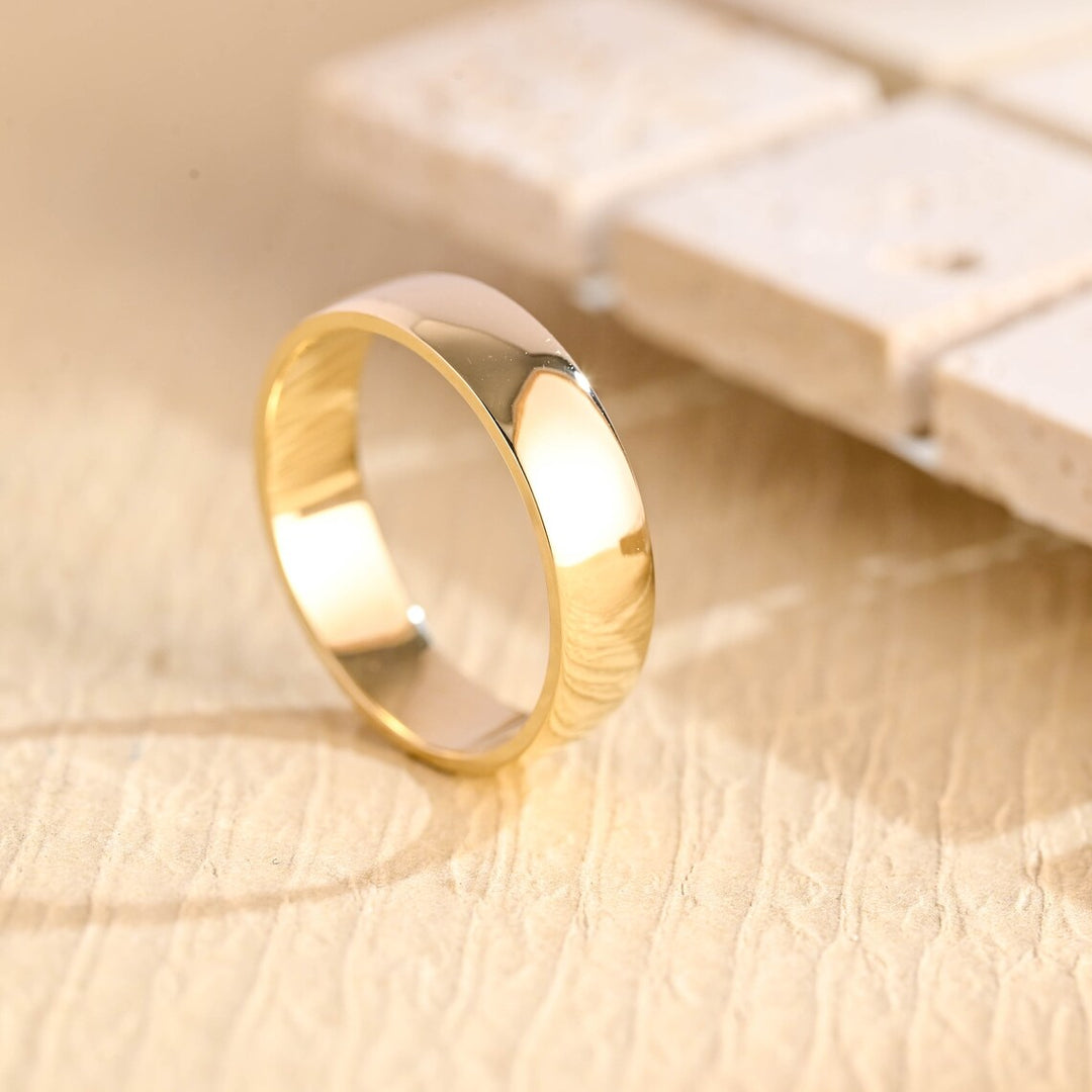 14K Solid Yellow Gold Plain Thick Wedding Band for Her – DAVID SIMSON