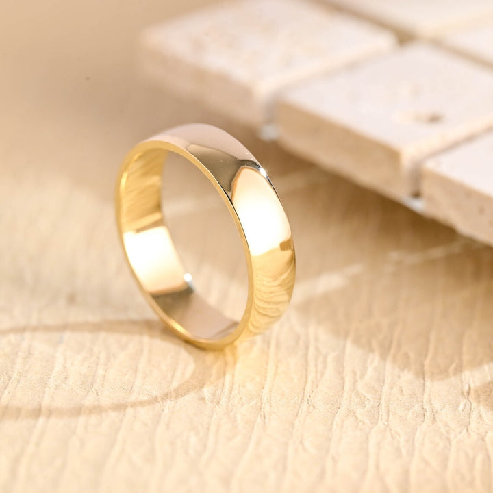 14K Solid Yellow Gold Plain Thick Wedding Band for Her