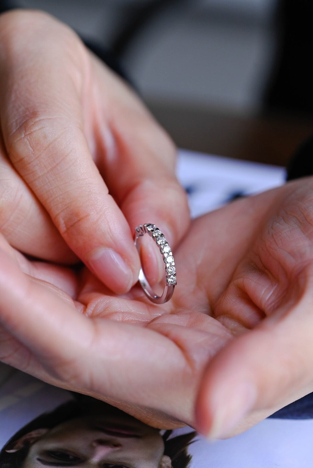 Round Cut Moissanite Diamond Half Eternity Wedding Band