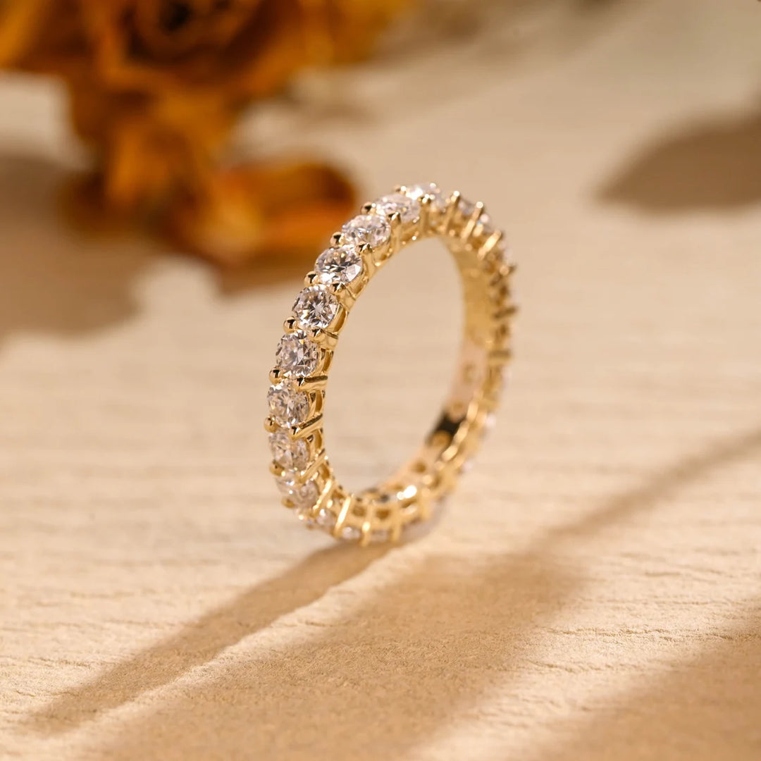 Round Cut Moissanite Diamond Full Eternity Wedding Band